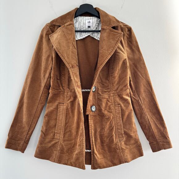 Retro Cabi Courderoy Jacket Women's Brown Coat Size XS Cotton Blend - Picture 2 of 6